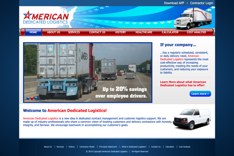 Website design and development for American Dedicated Logistics
